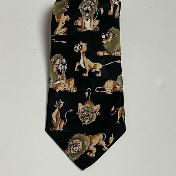 Vintage Dimoda Handmade Lion and Lioness Tie - Picture 1 of 4